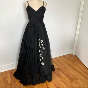 Vintage 1950’s Black Net Tulle Beaded Dress